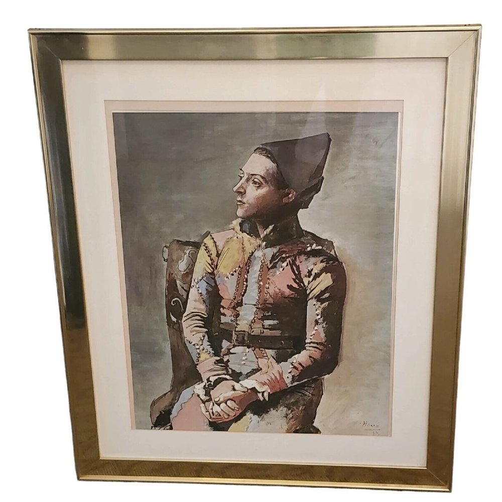 Pablo Picasso 1923 Arlequin Assis Framed Print 35" x 29"